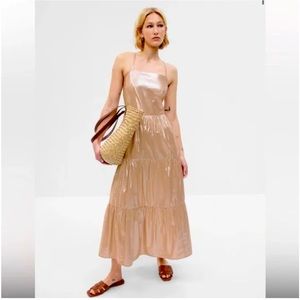 Gap Metallic tie-back tiered maxi dress